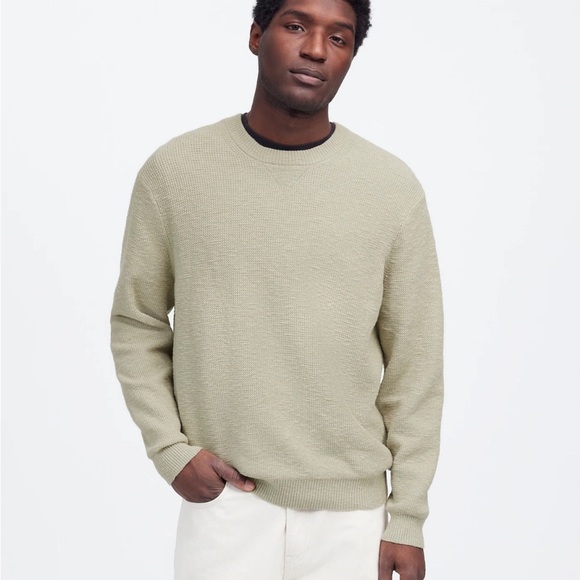 Madewell dusty celadon Waffle-Knit Crewneck Sweater - Picture 1 of 5